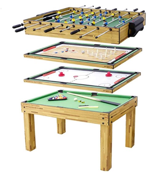 Wooden HLC 3ft 5 in 1 Multi Combo Game Table provides different games such as Billiards, Foosball, Push Hockey, Shuffleboard, and Bowling