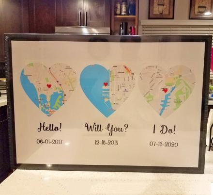 Custom Relationship Heart Map Prints