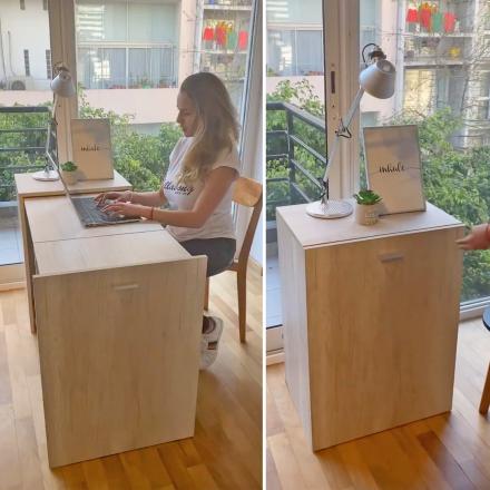 This Secret Folding Desk Can Be Used As A Filing Cabinet Or A Full-Fledged Workstation
