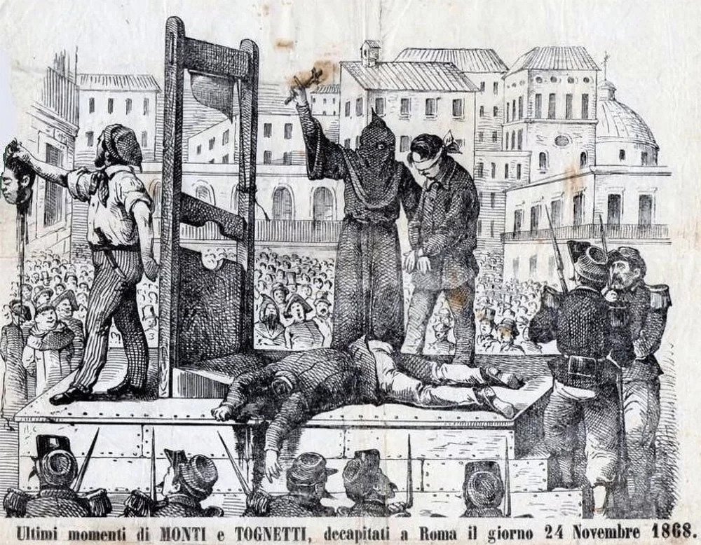 An old painting of how people was executed by Giovanni Battista Bugatti in ancient times