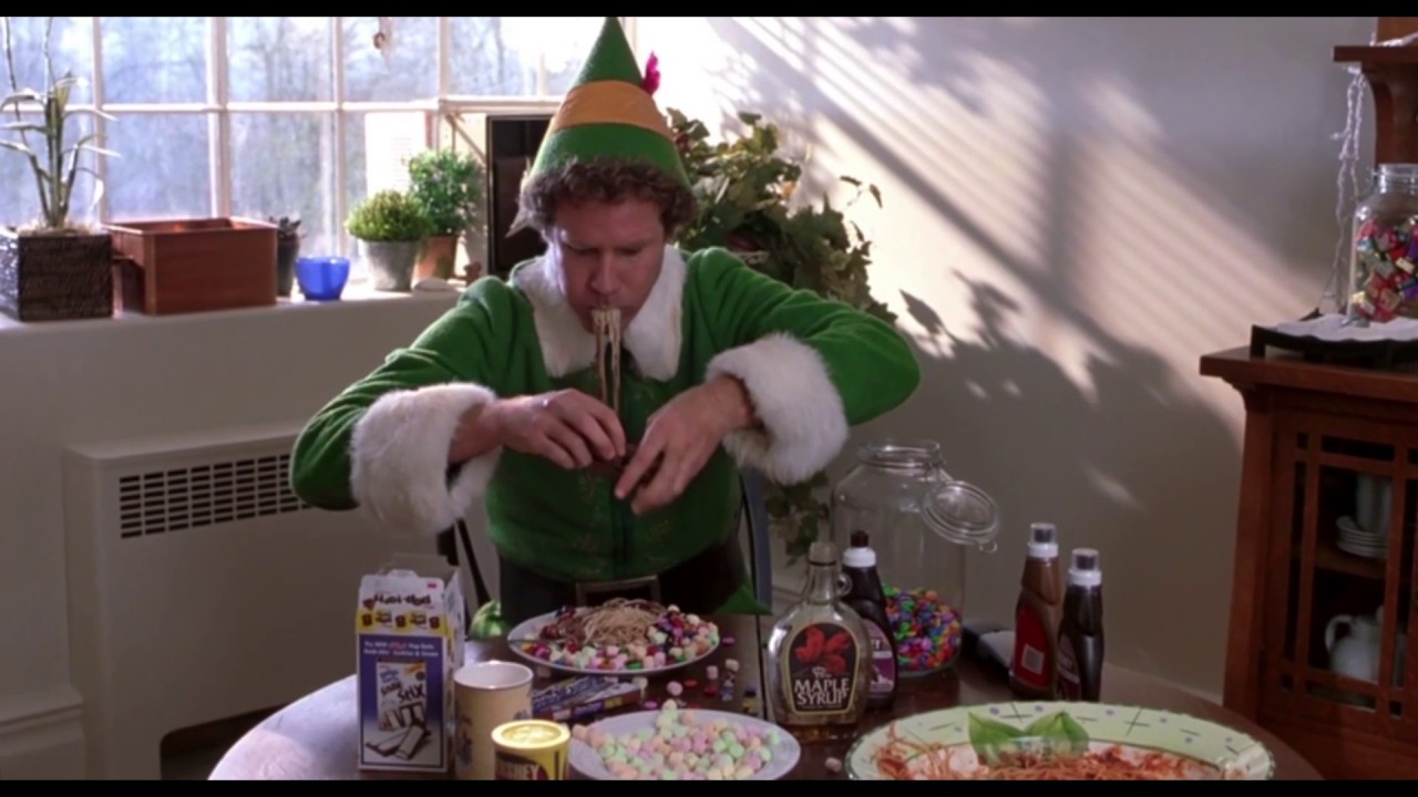 Buddy the Elf eating weirdly in one scene of the elf movie