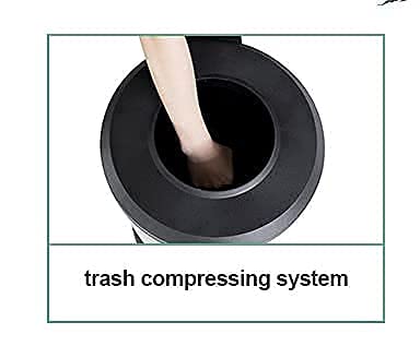 Black lid Manual Trash Compactor Garbage Bin
