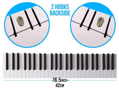 White and black colored Piano Keys Coat Rack with 21 foldable hooks