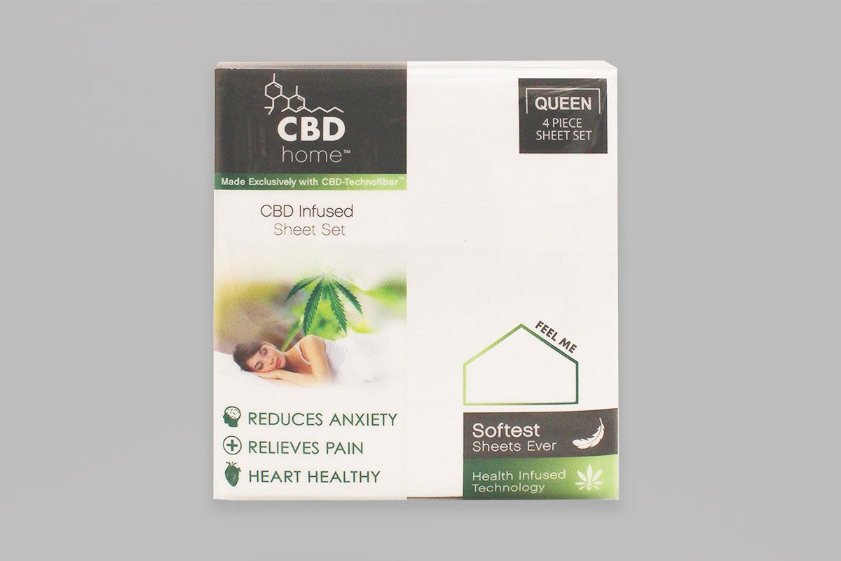 White-colored CBD Bed Sheets in transparent pack
