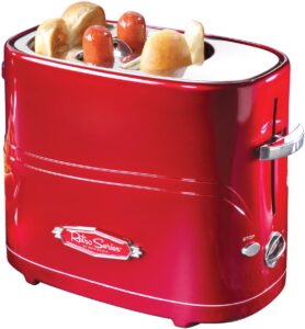 Nostalgia Pop-Up 2 Hot Dog and Bun Toaster with hotdogs and buns