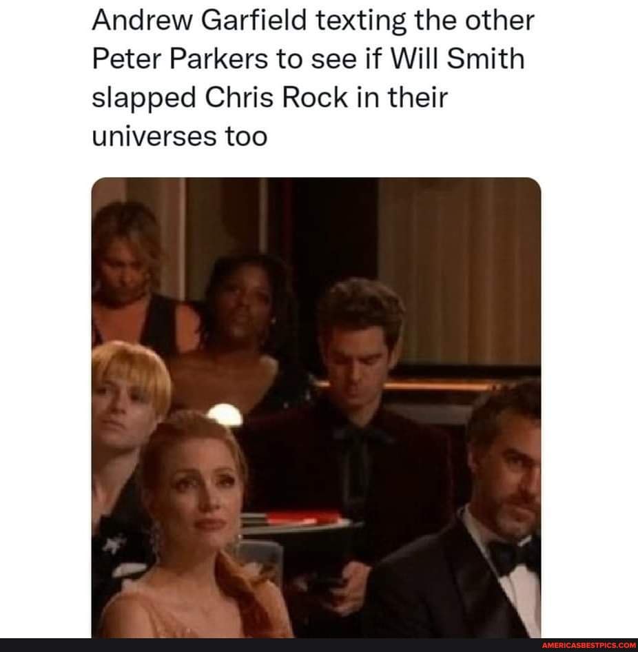 A tweet with andrew gardfield texting during the Oscars