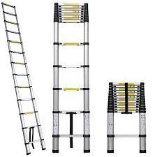 A black and white-colored Telescoping Extendable Ladder
