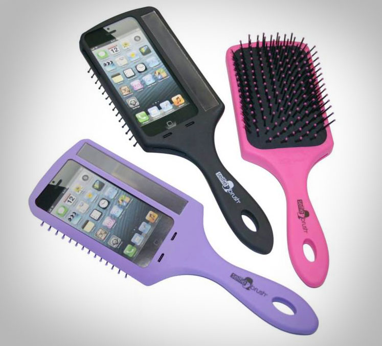 Pink, purple and black hairbrush phone case