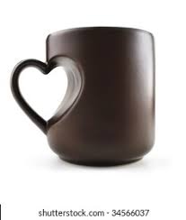 Black heart-shaped mug coffee design
