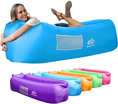 A girl lying on the Wekapo Inflatable Lounger Air Sofa Hammock
