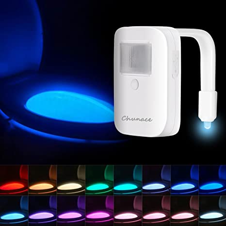 Rechargeable toilet bowl night light equipped with a light sensor