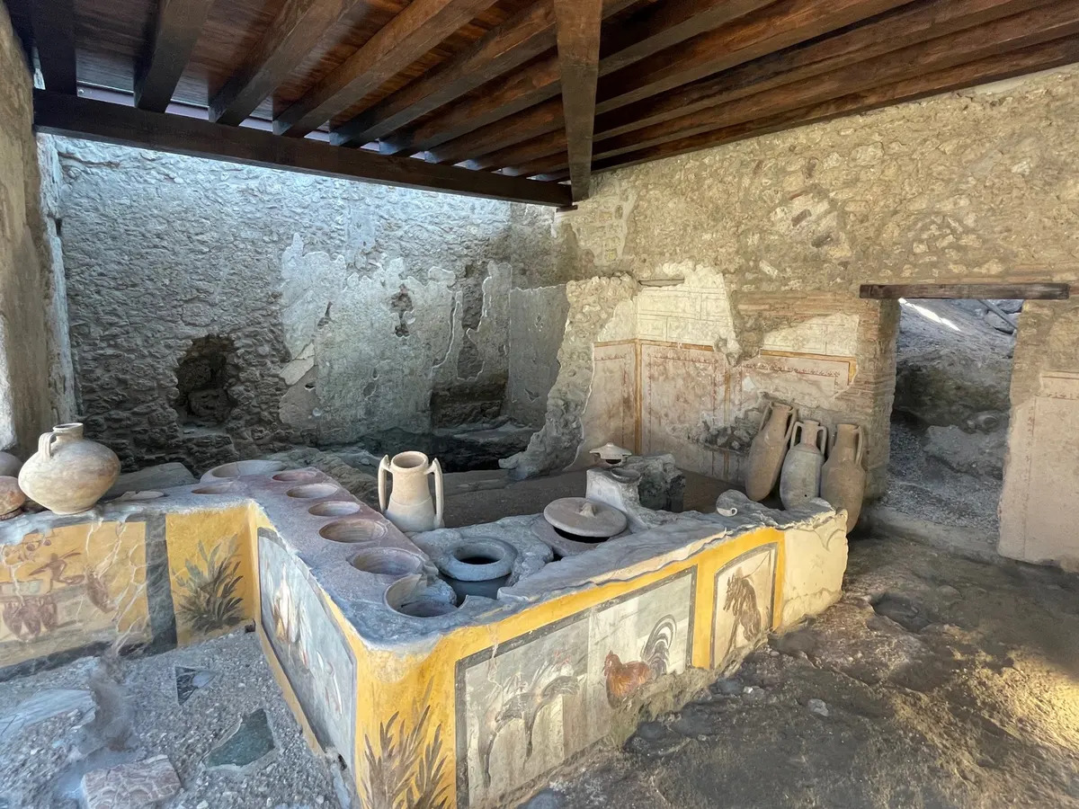Pompeii ancient food stalls and ovens section
