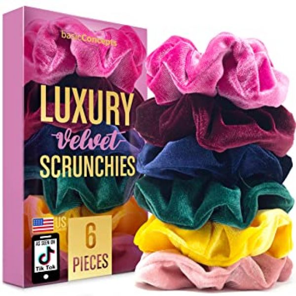 6 Pieces Luxury Velvet Hair Scrunchies