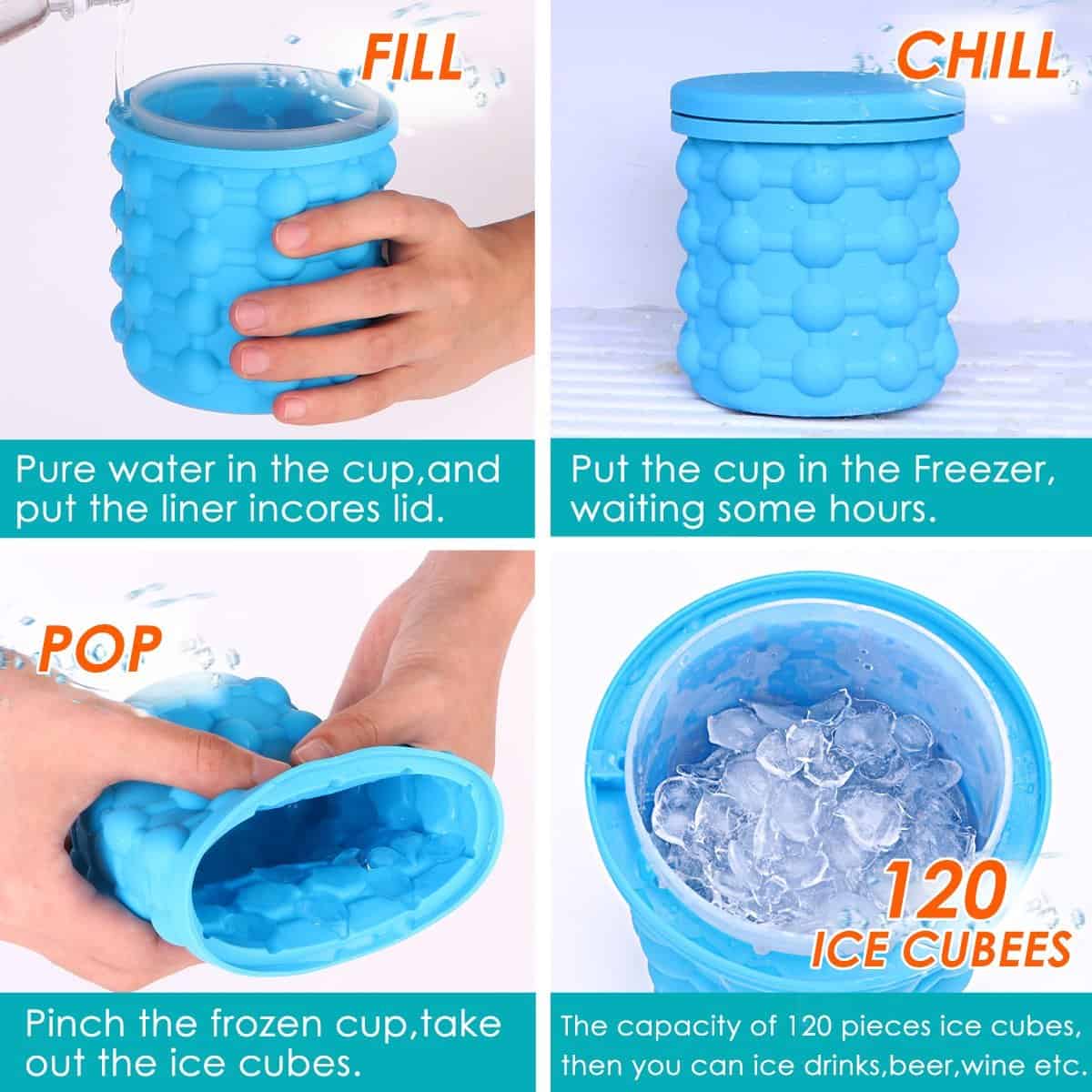 Blue-colored silicon ice cube box 
