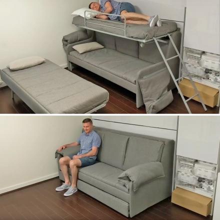 This Transforming Bunk Bed That Sleeps For 3 Turns To Sofa When Not In Use 