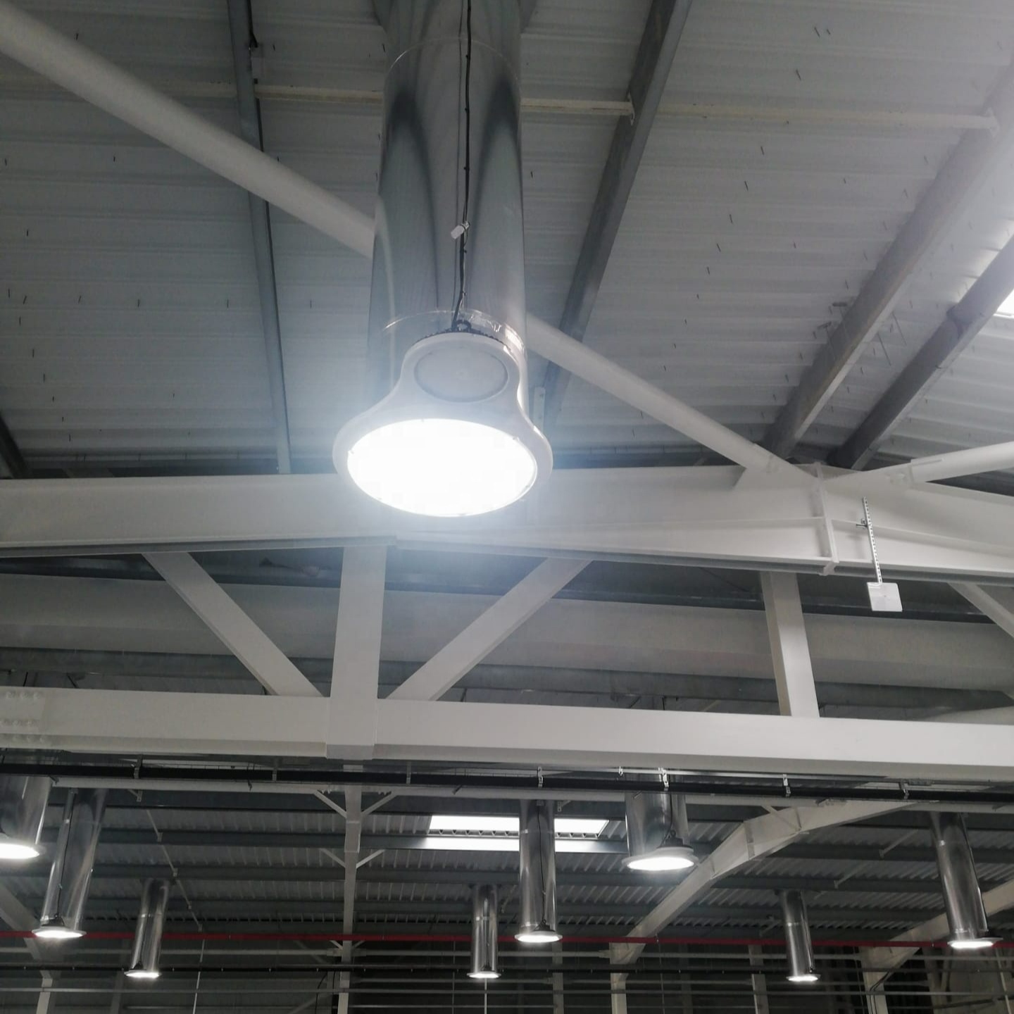 Stainless steel solatube skylights inside a factory