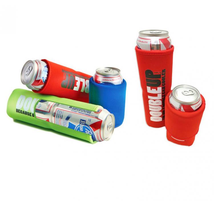 Green, red, and blue colored 2 can holder