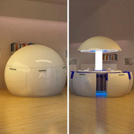 This Kure Futuristic Dining Table Turns Into An Egg After Use