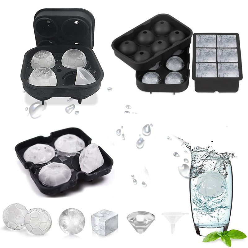 Black diamond-shaped ice cube tray with diamond-shaped ice cubes, diamond-shaped ice cube in a glass of water