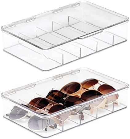 Clear Sunglasses Box, one with sunglasses in it and one without