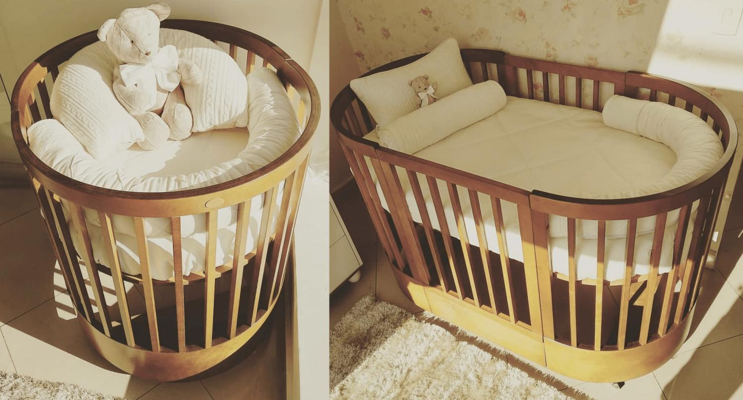 Brown wooden 4-in-1 Convertible Crib, Bassinet, And Toddler Bed