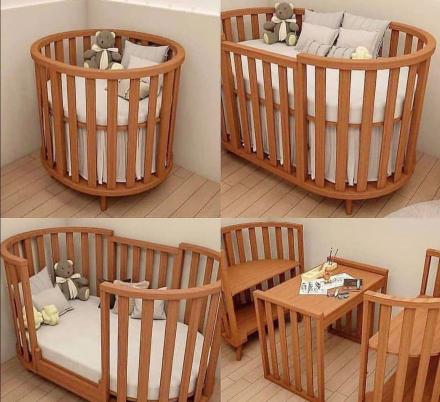 Brown wooden 4-in-1 Convertible Crib, Bassinet, And Toddler Bed