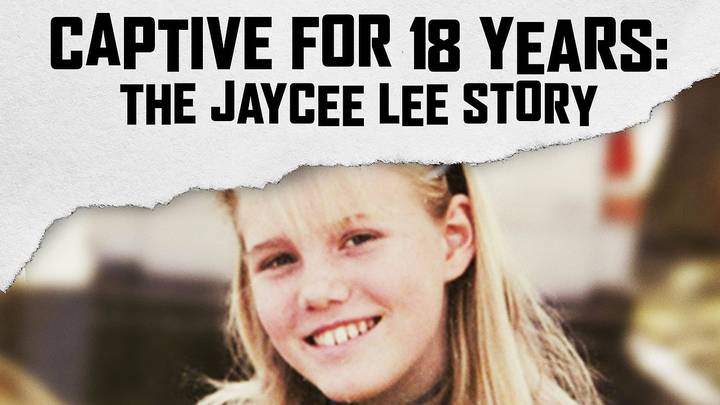 A girl with open hair and smiling in a poster 'Captive for 18 years: the Jaycee lee story'