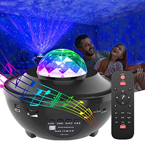 Dad and her daughter enjoys the bluetooth speaker with starlight projector 