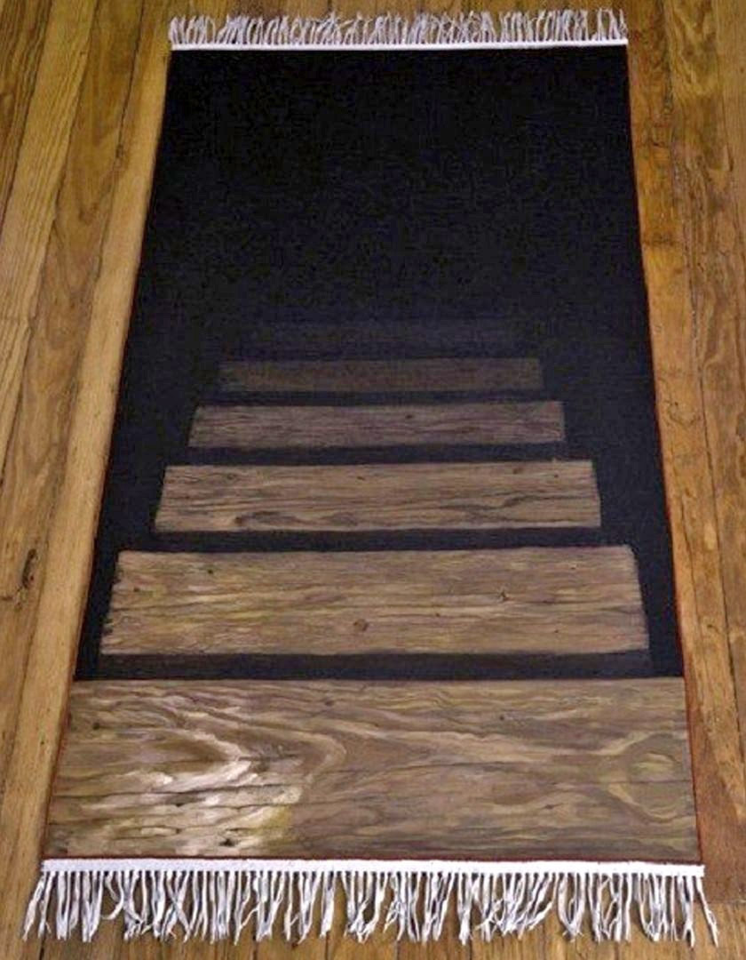 Brown wooden Stairs To Darkness Rug