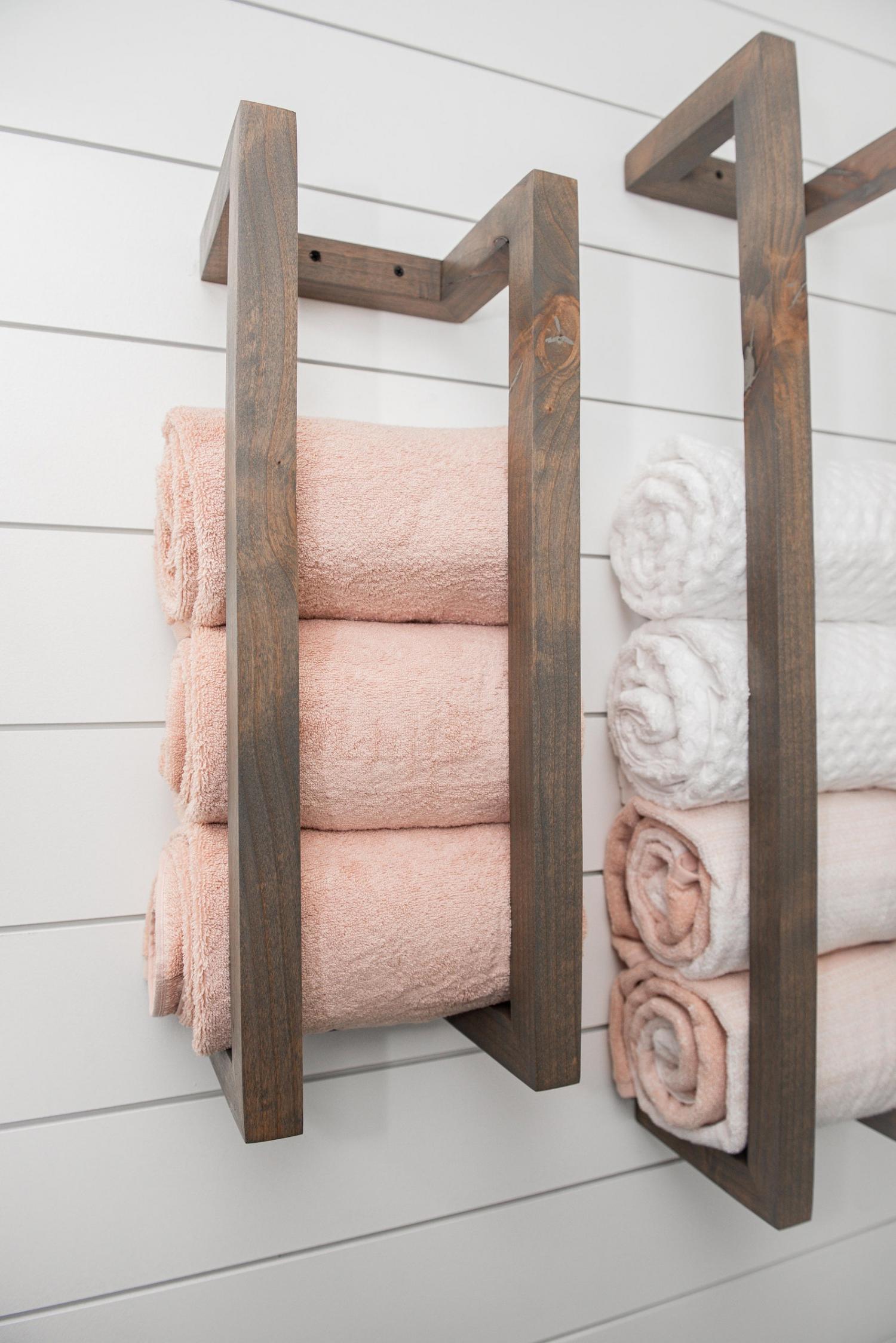 Brown wooden Farmhouse Style Towel Rack