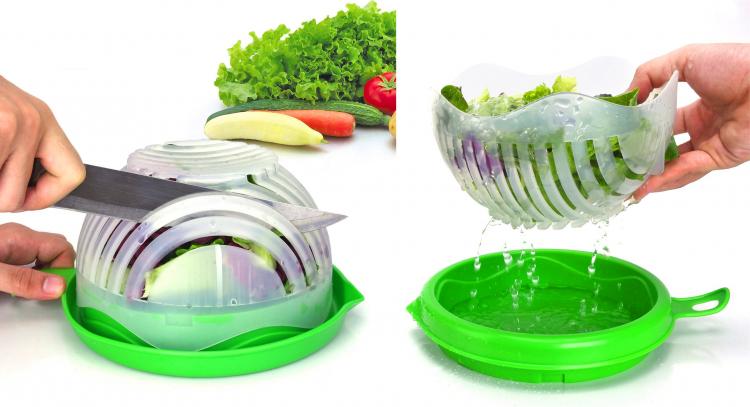 A green and white-colored tool salad cutting for slicing vegetables the perfect way