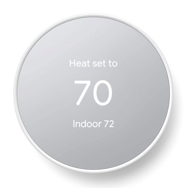 Grey colored google nest thermostat