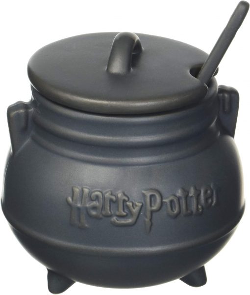 A Black Harry Potter Cauldron Soup Mug With Spoon