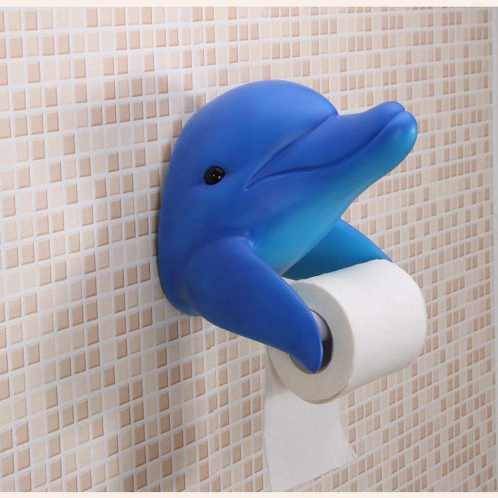 Blue colored Dolphin Toilet Paper Holder set