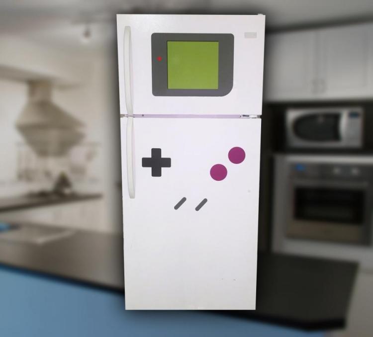 A white retro game themed fridge stickers