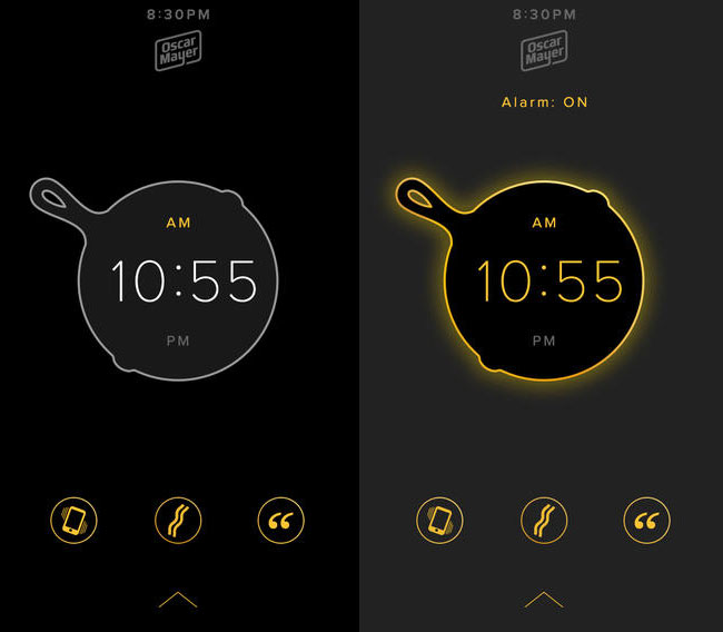 Black and grey themed apps for emitting bacon smell