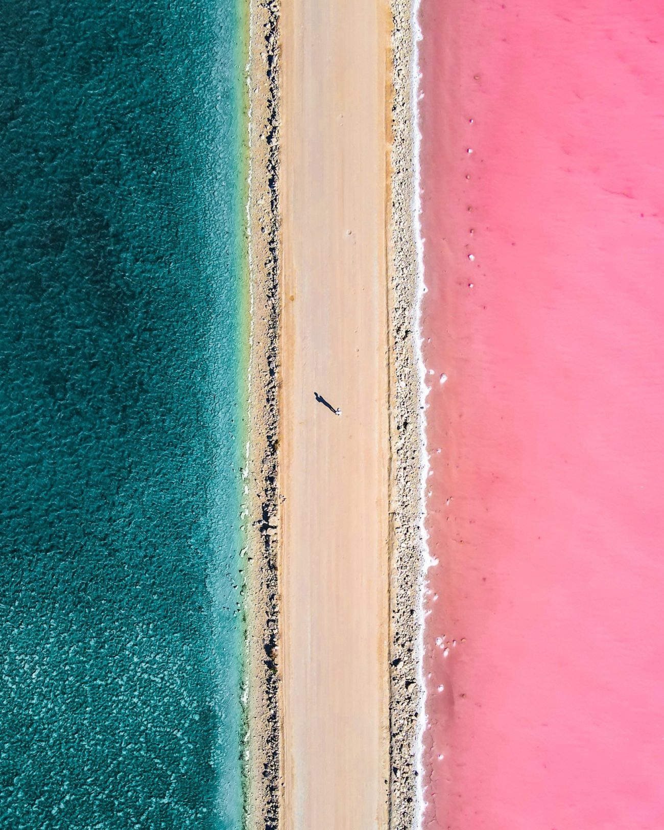 A drone shot of Pink Lake Macdonnell