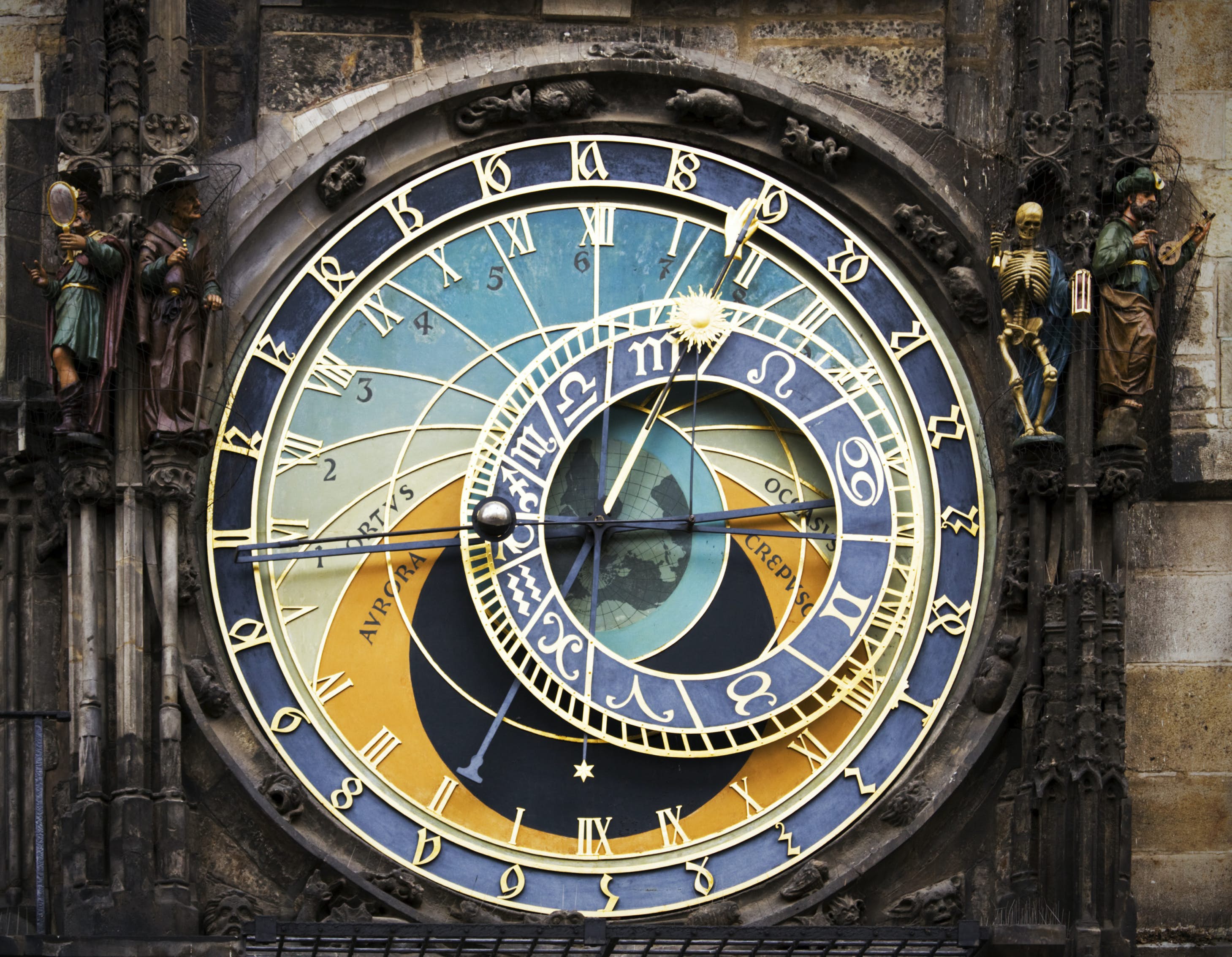 A close up shot of astronomical clock dial