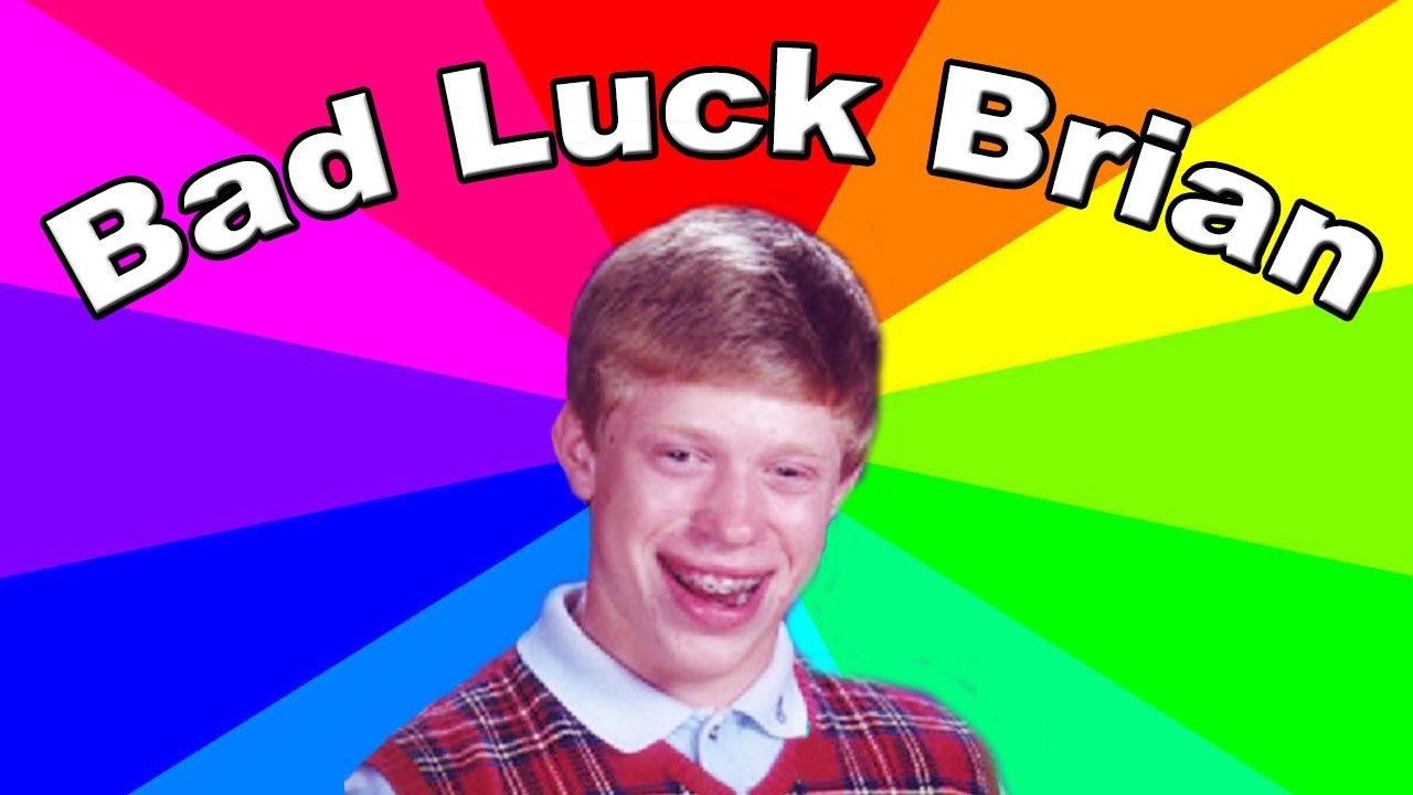 A man smiling with braces with words Bad Luck Brian