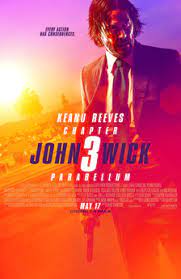 John wick holding a gun in a multicolored poster
