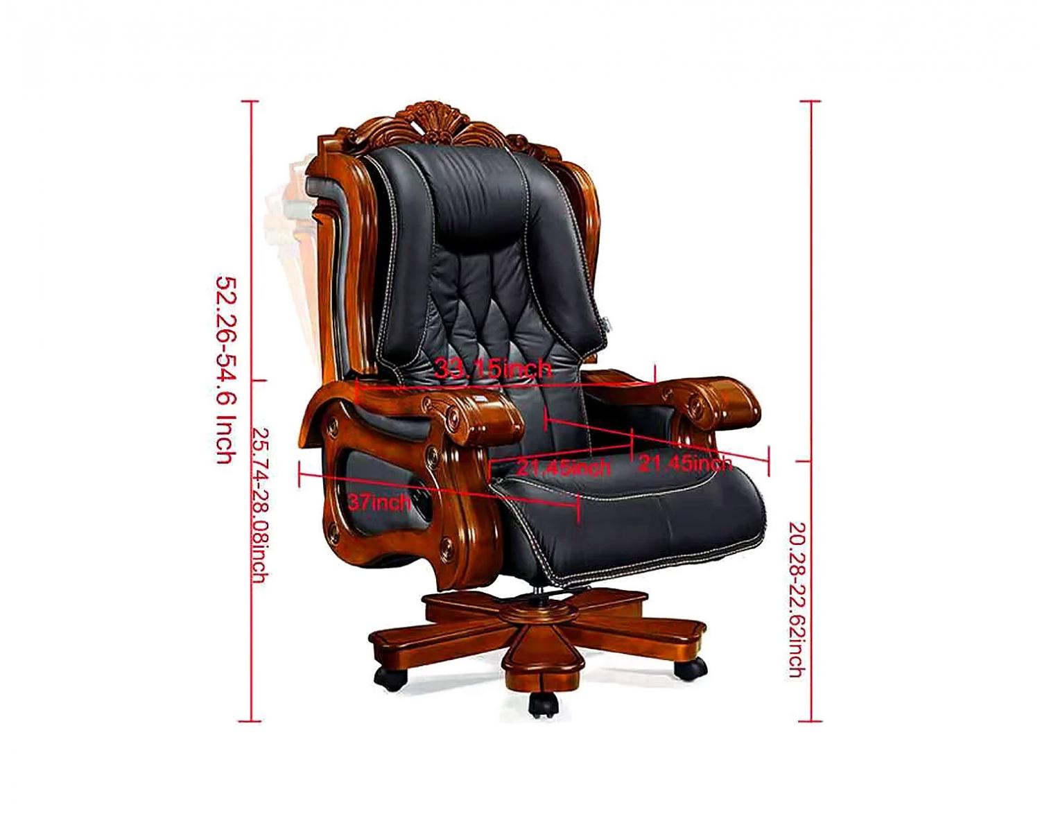 Black leather dark brown wooden chair