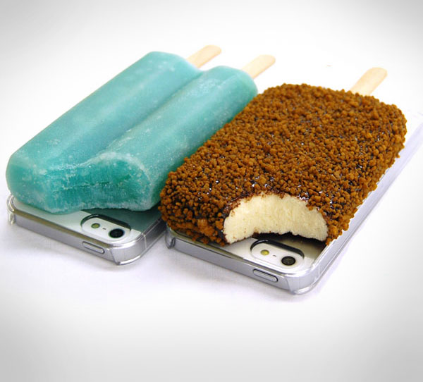 Blue popsicle phone case and chocolate sprinkle covered vanilla icecream phone case
