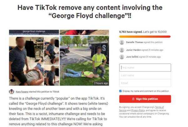 Tiktok removing george floyd challenge content post