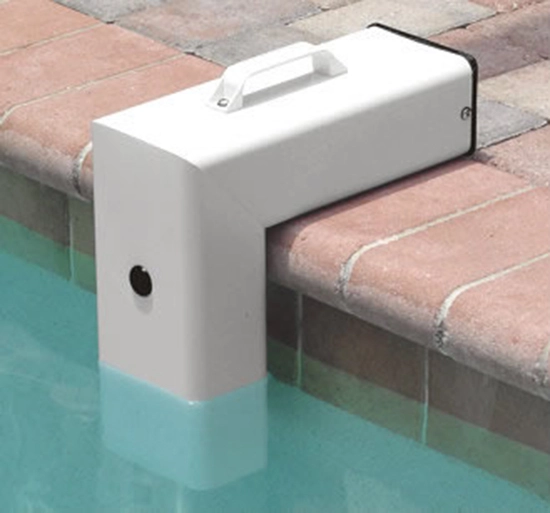 A white sensor immersed in a swimming pool