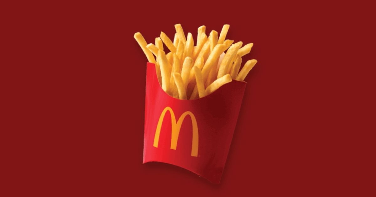 Mcdonald's French Fries In a Red Box With Mcdonald's Logo