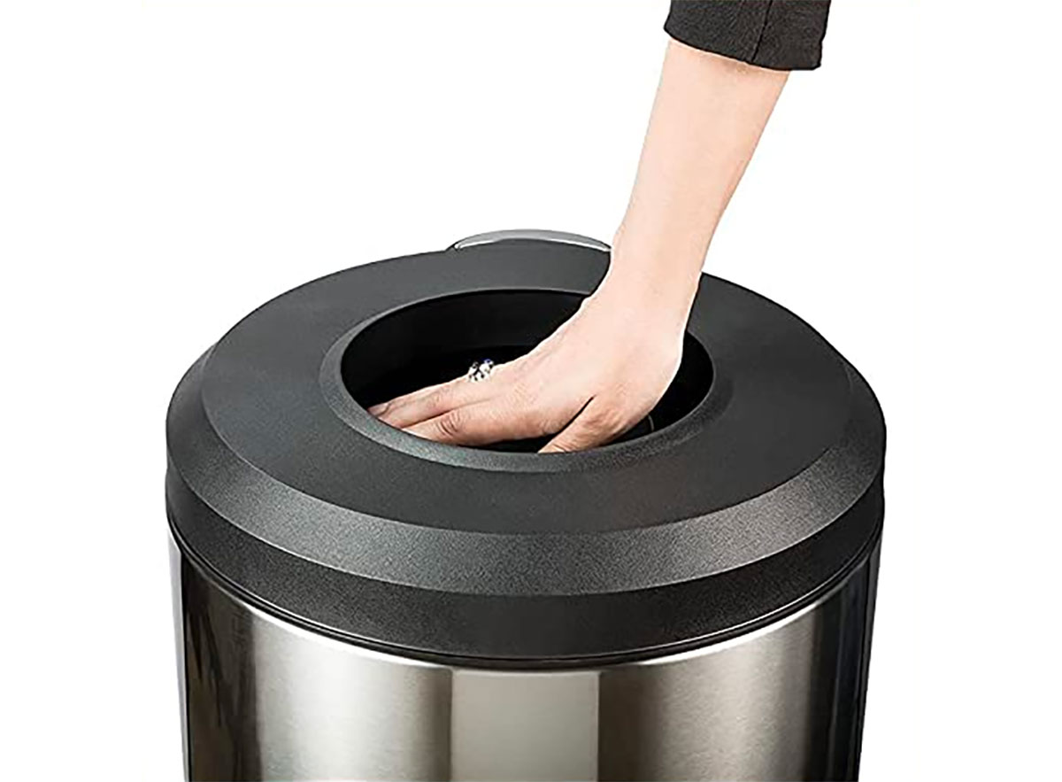 Black stainless steel Manual Trash Compactor Garbage Bin
