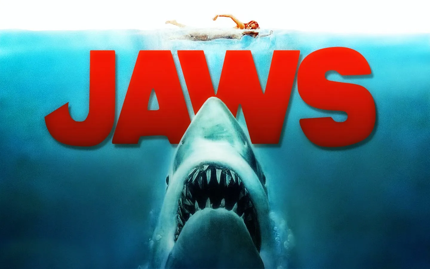 The official logo of the shark film Jaws