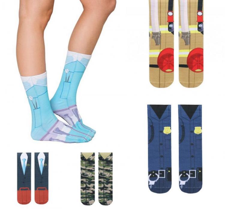 Blue doctor socks, businessman socks, army officer socks, policeman socks