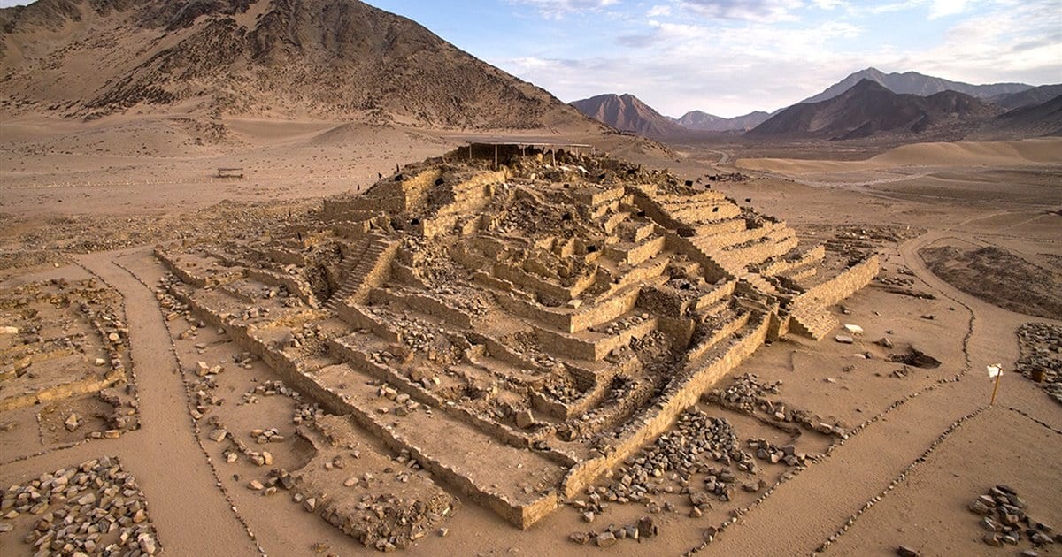 Demolished pyramid of caral in Peru