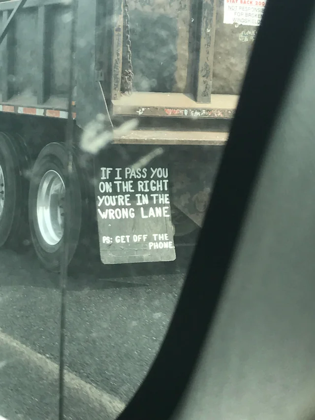If i pass you on the right truck sign
